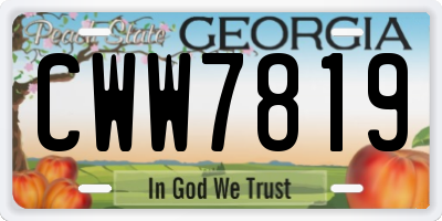 GA license plate CWW7819