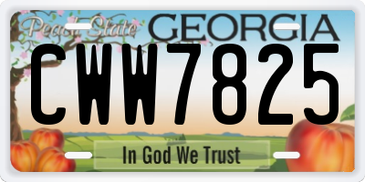 GA license plate CWW7825