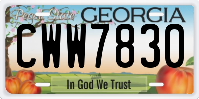 GA license plate CWW7830
