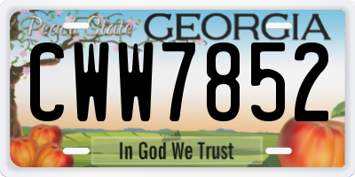 GA license plate CWW7852