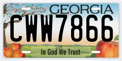 GA license plate CWW7866