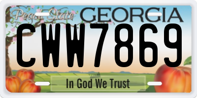 GA license plate CWW7869