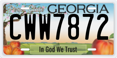 GA license plate CWW7872