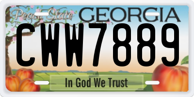 GA license plate CWW7889
