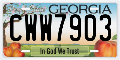 GA license plate CWW7903