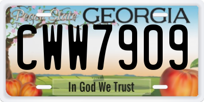 GA license plate CWW7909