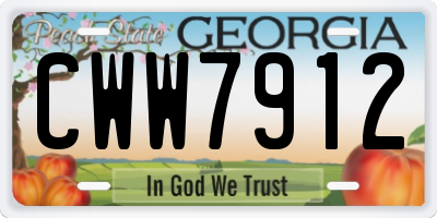 GA license plate CWW7912