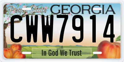 GA license plate CWW7914