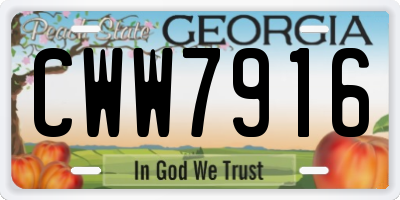 GA license plate CWW7916