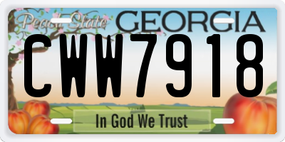 GA license plate CWW7918