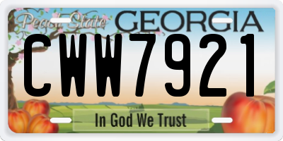 GA license plate CWW7921