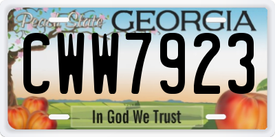 GA license plate CWW7923