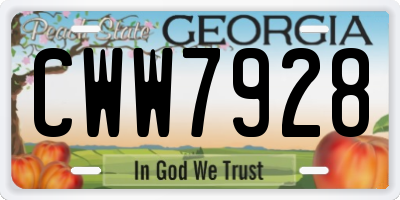 GA license plate CWW7928