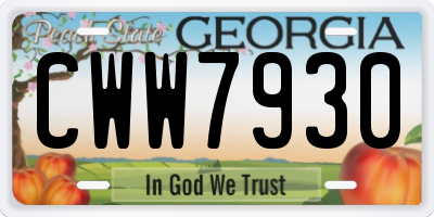 GA license plate CWW7930