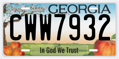 GA license plate CWW7932