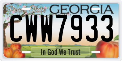 GA license plate CWW7933