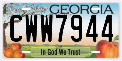 GA license plate CWW7944