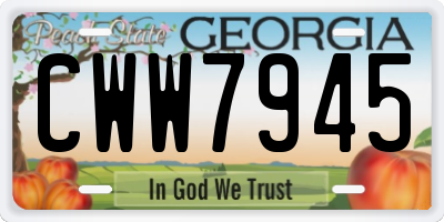 GA license plate CWW7945