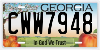 GA license plate CWW7948