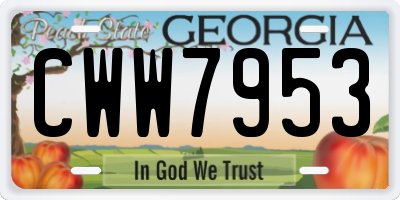 GA license plate CWW7953