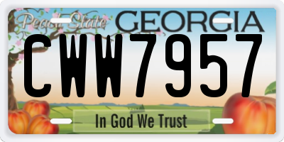 GA license plate CWW7957