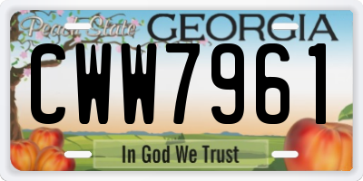 GA license plate CWW7961