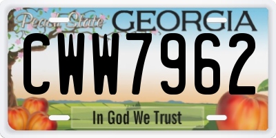 GA license plate CWW7962