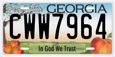 GA license plate CWW7964