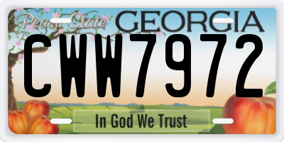 GA license plate CWW7972