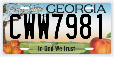 GA license plate CWW7981