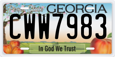 GA license plate CWW7983