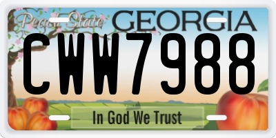 GA license plate CWW7988