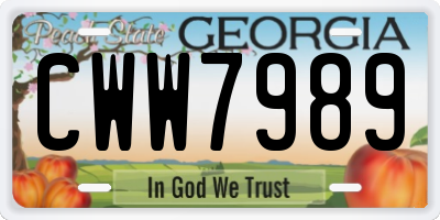 GA license plate CWW7989