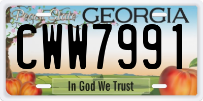 GA license plate CWW7991