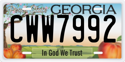 GA license plate CWW7992