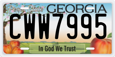 GA license plate CWW7995