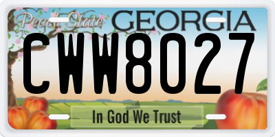 GA license plate CWW8027