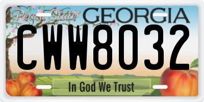 GA license plate CWW8032