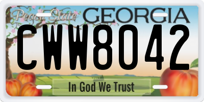 GA license plate CWW8042