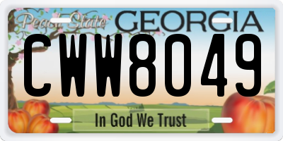GA license plate CWW8049