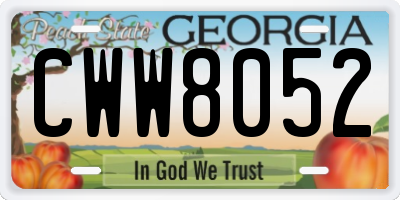 GA license plate CWW8052