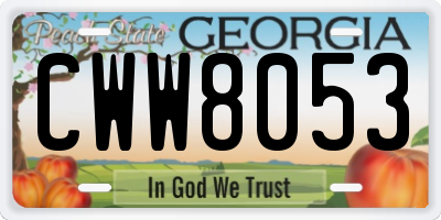 GA license plate CWW8053