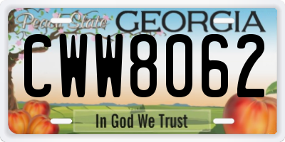 GA license plate CWW8062