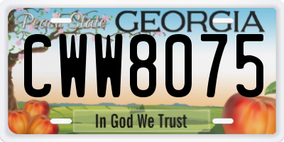 GA license plate CWW8075