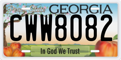 GA license plate CWW8082