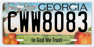 GA license plate CWW8083