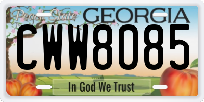 GA license plate CWW8085