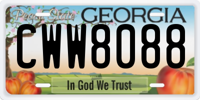 GA license plate CWW8088