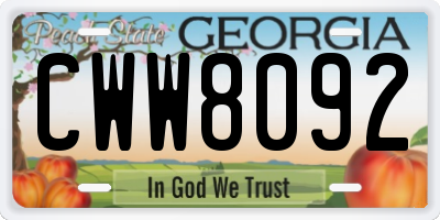 GA license plate CWW8092