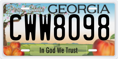 GA license plate CWW8098